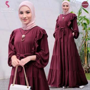 JESLA FASHION AYUNDA DRESS BAHAN CRINKLE BAJU WANITA TERBARU DRESS CRINKLE MAXY DRESS MAROON