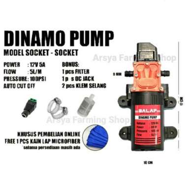 Dinamo Pump Dc 12 V / Pompa Air Cuci Ac Motor 100 Psi - Socket Soket- Drat