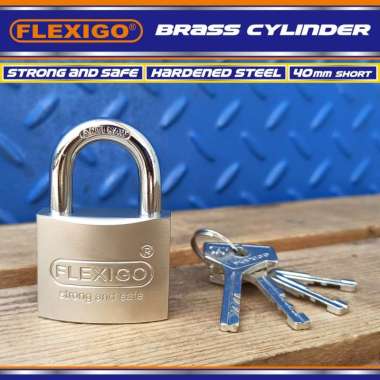 GEMBOK ANTI MALING FLEXIGO 40 mm PENDEK, SILINDER KUNINGAN anti KIMIA