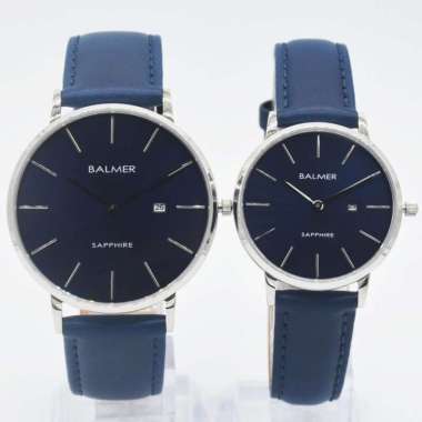 BALMER B.8143MS,LS BLUE - Jam Tangan Couple Kulit Original - Blue