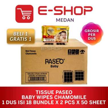 Grosir Tisu Tissue Basah paseo Baby wipes 1 Dus isi 18 Bundle x 2 pcs