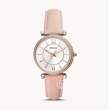 FOSSIL Carlie Three-Hand Blush Original Jam Tangan Wanita Silver Pink