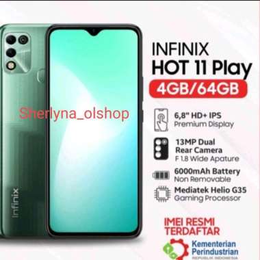 Handphone Infinix Hot 11 play (ram 4gb/64gb) batam