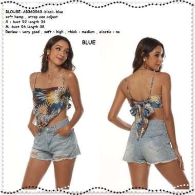 AB360963 Baju Atasan Summer Crop Tank Top Pantai Wanita Korea Import