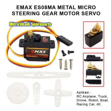 EMAX ES08MA Metal Micro Steering Gear Motor Servo 360 Derajat Degree Multicolor