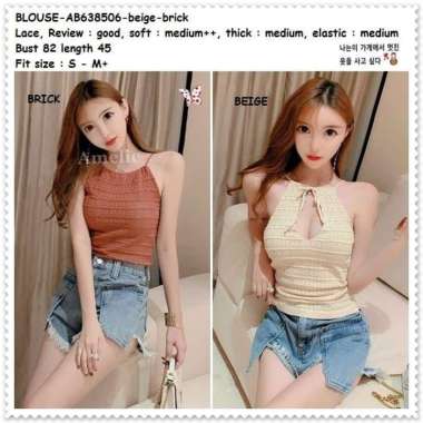 Baju Atasan Tank Top Rajut Wanita Sexy Knit Blouse Korea Import Orange