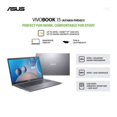 Asus A516KA FHD421 N4500 4GB 256GB WIN11+OHS 15.6"FHD