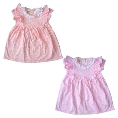 PLEU Dress Print Frill Renda Dress Anak Bayi Perempuan 3 Tahun Pink