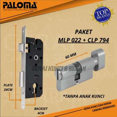 PAKET MLP 022 CLP 794 ( BODY SLOT + CYLINDER ) PALOMA MORTISE KUNCI PINTU SWING