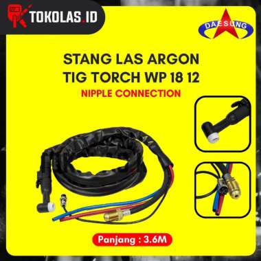 Tig Torch Stang Las Argon WP 18 Water Cooled Nipple Connection Daesung - 3 Meter