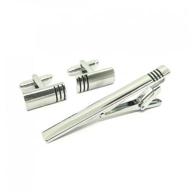 Houseofcuff B Set Kancing Manset Jepit Dasi Pria - Silver Perak