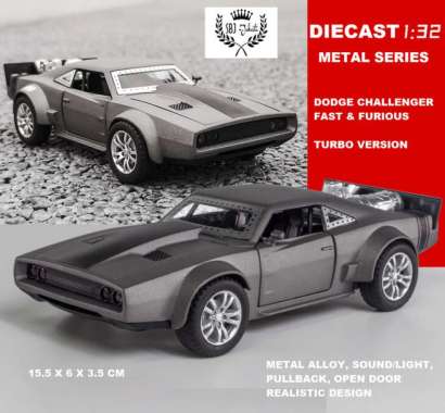 Diecast Mobil Dodge Challenger Fast Furious Turbo version Skala 1:32 Merah warna
