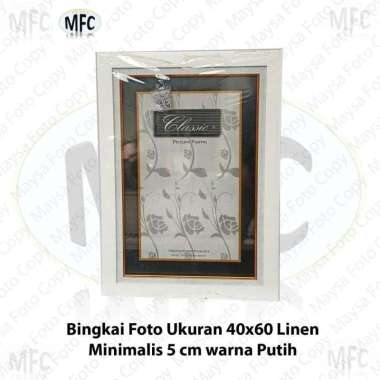 Bingkai Foto Frame Pigura 40x60 Linen Minimalis 5cm Hitam dan Putih Putih