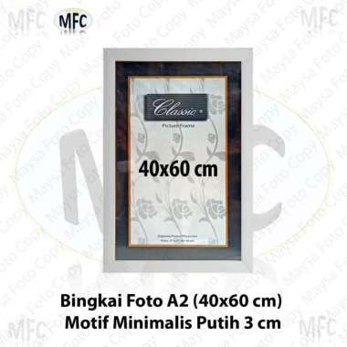 Bingkai Foto Frame Pigura 40x60 full 3cm Minimalis Hitam dan Putih Putih