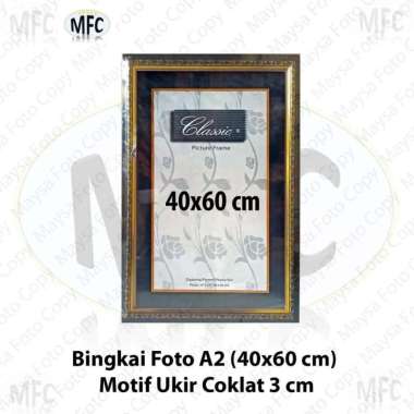 Bingkai Foto Frame Pigura 40x60 full Ukir Emas Silver Coklat Coklat