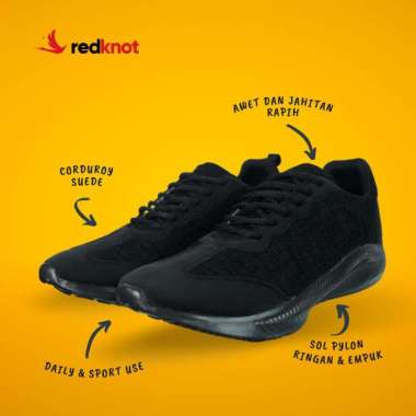 Redknot Asmos Hitam Sol Hitam | Sepatu Sneakers Pria Olahraga Unisex 40 Full Black