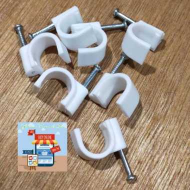 Klem Kabel Listrik Plastik Putih Pvc Paku Beton Dinding Isi 50 Pcs 12
