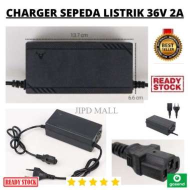 Charger Baterai Motor Sepeda Skuter Elektrik 24V 36V 48V 67V 2A SMT Blk 36 V