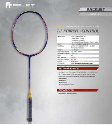 Raket Badminton Felet Tj Power Power / Tj Power Control / Tj Power Speed Original Control