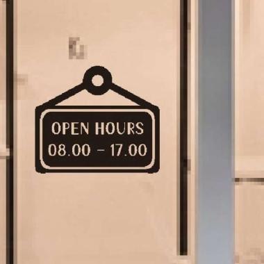 Stiker Custom Open Hours Jam Buka Tutup Toko Warnet Cafe Sign Sticker