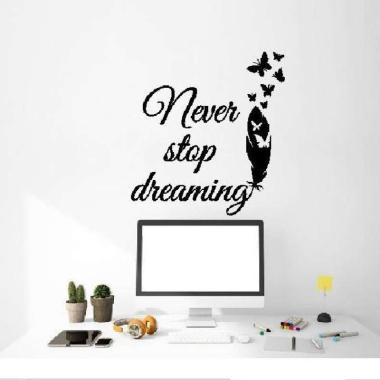 Sticker Dinding Quotes Never Stop Dreaming Motivasi Ruang Kerja Kantor