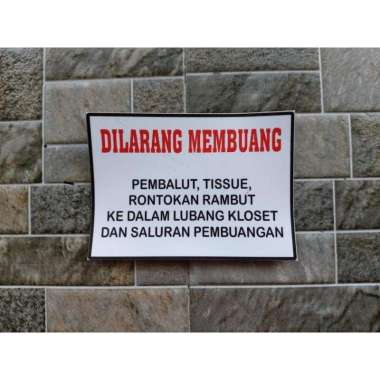 Stiker Peringatan Dilarang Buang Pembalut Tissue Toilet Aturan Kost