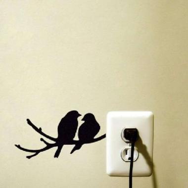 Wallstiker Stiker Saklar Lampu Motif Sepasang Burung Love Bird Couple