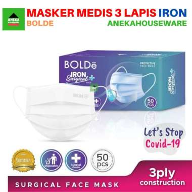 Masker Medis Iron Surgical Mask 3Ply isi 50pcs Bolde Putih