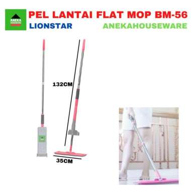 Alat Pel Lantai Flat Mop Handle Set Lion Star Livina BM-56 Lion Star Merah Muda