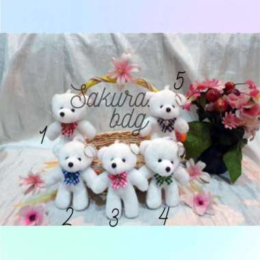 BB12 - Boneka putih beruang kecil 11cm souvenir wisuda hadiah lamaran