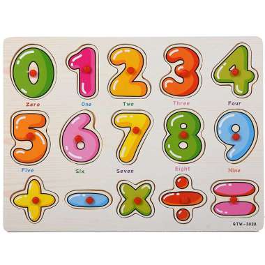 Puzzle Kayu Knob ABC Fruit dan Number Murah Chunky Puzzle Anak Kayu 3D Puzzle Huruf Buah dan Angka J