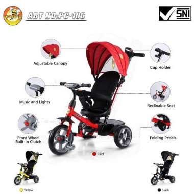 stroller PACIFIC TRICYCLE 106 PC-106 yellow