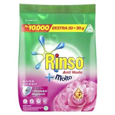 Promo Harga Rinso Anti Noda Deterjen Bubuk + Molto Pink Rose Fresh 460 gr - Blibli