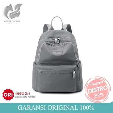 Tas Ransel Wanita COLORFUL FOX 0483 Backpack Wanita Remaja Tas Anti Air Gray