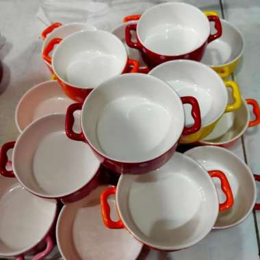 Mangkok Mangkuk Keramik Mini Polkadot Kuping Dua