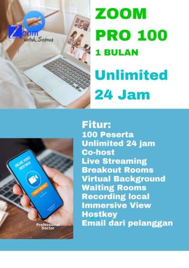 Zoom Meeting PRO 100 Lisensi 1 Bulan