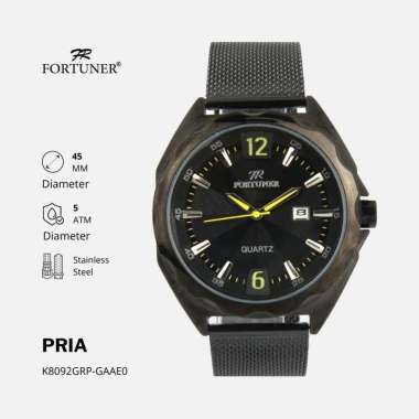 Fortuner Jam Tangan Pria Anti Air Stainless Rantai Pasir Zygmunt Hitam Kuning