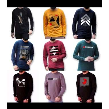 Kaos Lengan Panjang Distro Surfing pria M Hijau