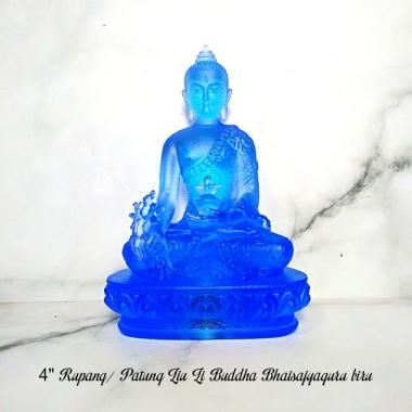 Sukhavati Rupang Liu Li Buddha Bhaisajyaguru Patung - Biru [4 Inch] BIRU MUDA 1