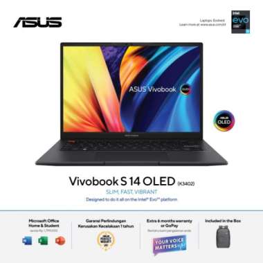 ASUS Vivobook S 14 OLED K3402ZA-OLEDS556 (Intel® Core™ i5-12500H/8GB/512GB SSD/Windows 11 Home /Intel® Iris Xe Graphics) - Indie Black