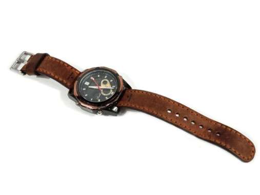 Tali Jam Asli Kulit Crazy Horse Coklat Logo Rolex TJ1922 Garansi 1 Thn