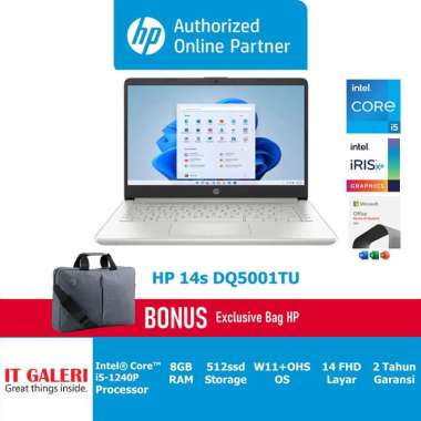 HP 14S-DQ5001TU CI5-1235U/8GB/512GB/14.0/FP/BLK/WIN11+OHS2021/SILVER/762U6PA Bundling Mcafee