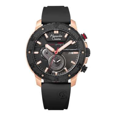 Alexandre Christie / Alexander AC 6627 MC Jam Tangan Pria Rubber Original Black Rosegold