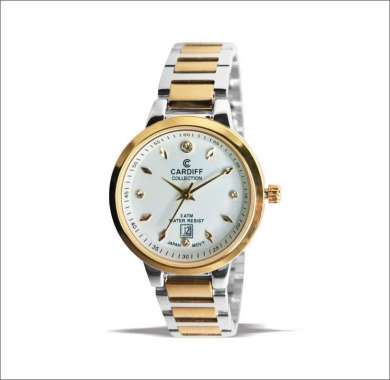 CARDIFF COLLECTION 1094 VX (Tanggal) Jam Tangan Kasual Rantai Wanita Water Resist Anti Karat Gold Go