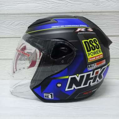 HELM NHK R6 RALLY 02 BLACK BLUE DOFF / GLOSSY HALF FACE XL BLACK BLUEE DOFF
