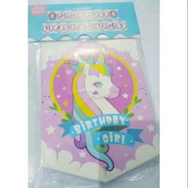 Banner Bendera Spanduk Bunting Flag UNICORN Ulang Tahun