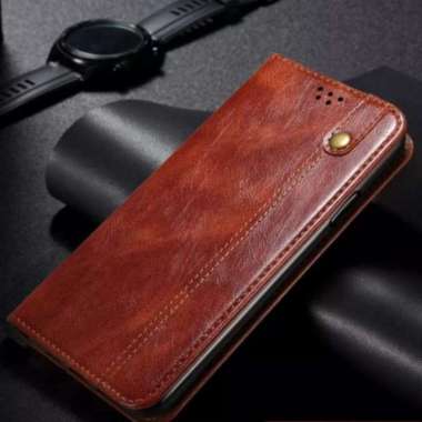 FLIP CASE OPPO A95 FLIP COVER CASE DOMPET KULIT ORIGINAL CASING Cokelat