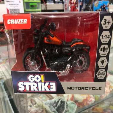 Diecast Cruzer Go Strike HARLEY DAVIDSON ORANGE Motorcycle Scale 1:14 Light & Sound Ori koleksi