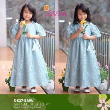 Baju Pesta Ulang Tahun Dress Brokat Anak perempuan 2-7 Tahun Labella L Biru
