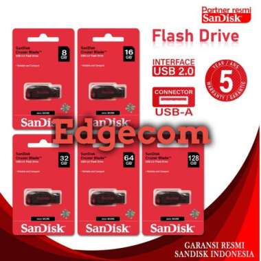 Flashdisk SANDISK 8GB Cruzer Blade Original kapasitas memori 8 gb